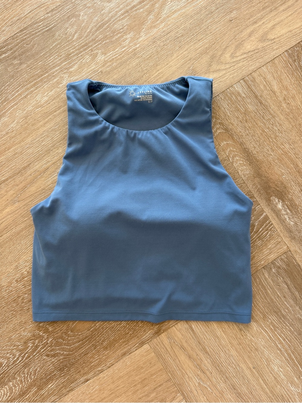 Dusty Blue Offline By Aerie High Neck Top Sports Bra Size S